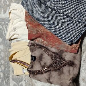 5 Med Items Trend Mall Embellished V Neck Tank Top Cream One Size Beaded Sequins